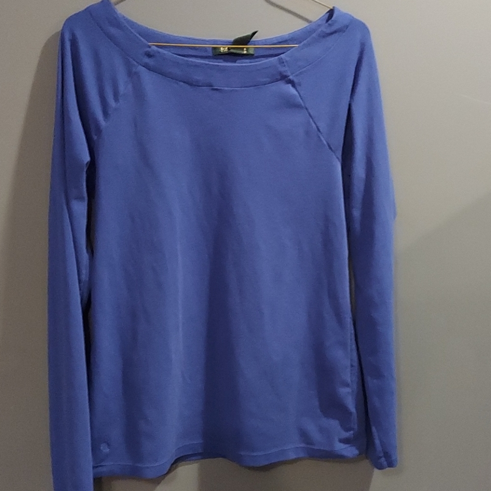 LRL‎ Blue Boatneck Long Sleeve Cotton Top XL